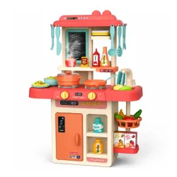 MiniExplorer Kitchen Set for Kids, Big Kitchen Playset with Sound & Light and Cooking Stove,44 Pcs Toy Kitchen Accessories with Running Water, Pretend Play Cooking Set for Girls Boys Ages 3+