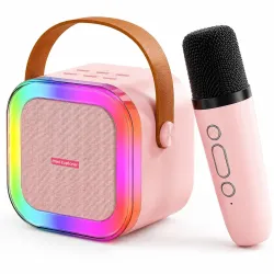 MiniExplorer Rechargeable Wireless Mini Portable Bluetooth Karaoke Machine | Bluetooth Speaker with Microphone & LED Lights - Kids Music Singing Toys for Girl Boy Birthday Gift Ideas