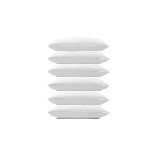 Image of MINIMART Microfiber Pillows Set of 6 Height Adjustable with Stripes for Sleeping | Set of 6 | 41x61 cm - White (6, White