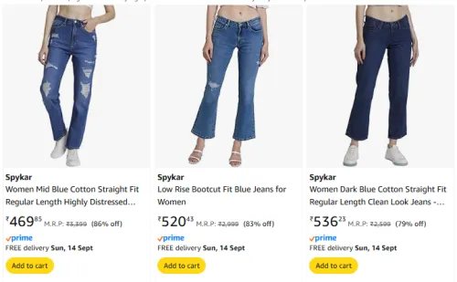Image of Minimum 70% Off on Spykar Women's Jeans Starting At ₹470