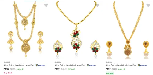 Image of Minimum 80% Discount on Sukkhi Jewellery Sets