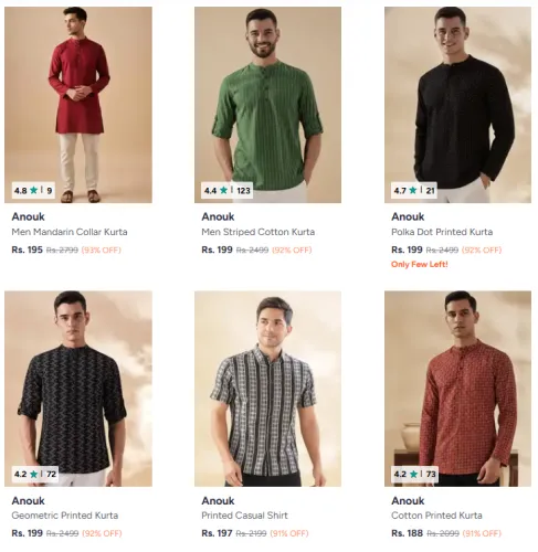 Image of Minimum 90% OFF | Anouk Men's Kurta