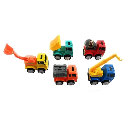 Image of Mini Set of 5 Engineering Construction Pull Back Vehicles Truck Toys for Kids (Multicolor, Pack of: 1)