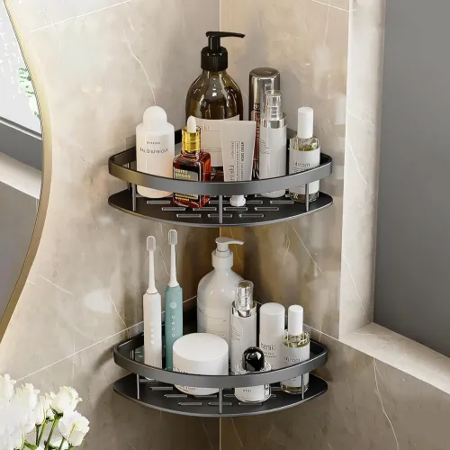 Image of MIORAH 2 Pack ABS Self Adhesive Bathroom Corner Shelf