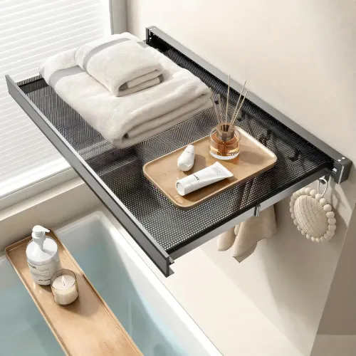 Image of MIORAH 24INCH Foldable Aluminum Towel Rack for Bathroom 