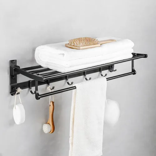 Image of MIORAH 24-inch Foldable Aluminum Towel Rack