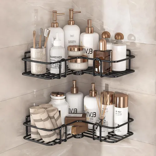 Image of MIORAH 2 Pack Adhesive Bathroom Corner Shelf 