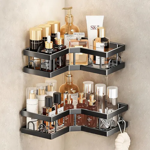 Image of MIORAH Adhesive Bathroom Corner Shelf Set