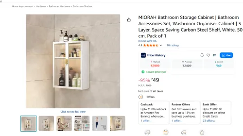 Image of MIORAH Bathroom Storage Cabinet