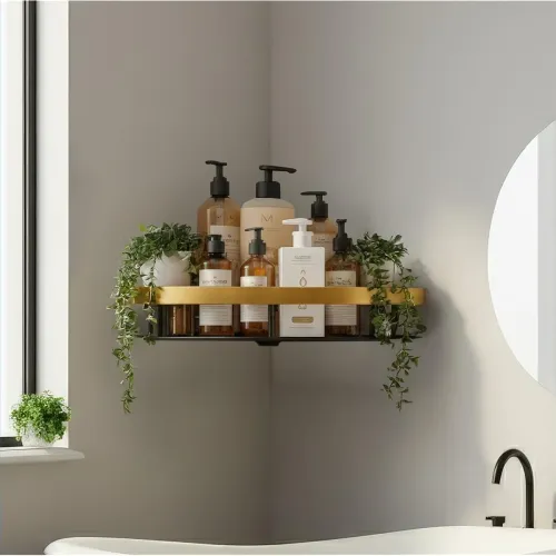 Image of MIORAH Self Adhesive Bathroom Corner Shelf