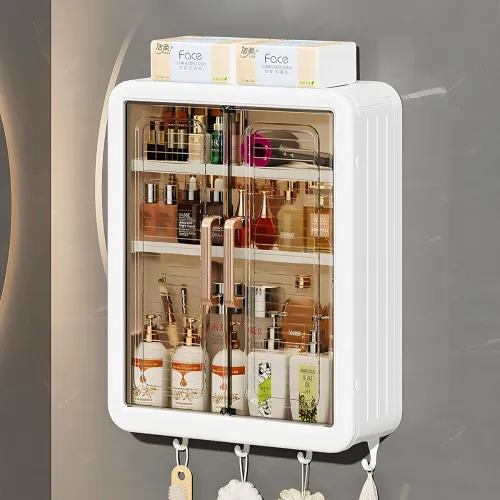 Image of MIORAH Wall-Mounted Bathroom Storage Cabinet White
