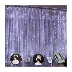MIRADH 300 LED Fairy Curtain Lights with Remote Control Adjustable Brightness, USB Operated for Home Decoration, Diwali Decoration, Bedroom Outdoor Birthday Balloon (White)
