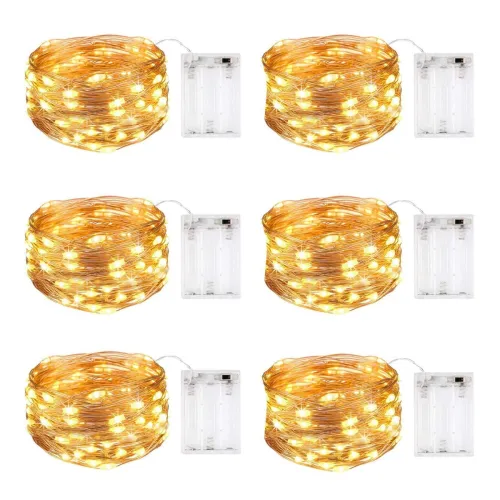 Image of MIRADH 10Ft 30 LED Fairy Lights Pack of 6, Battery Operated Warm White Twinkle String Lights