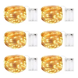 MIRADH 10Ft 30 LED Fairy Lights Pack of 6, Battery Operated Warm White Twinkle String Lights