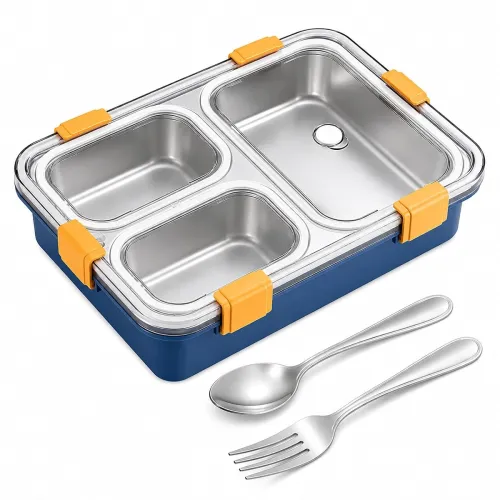 Image of Misamo Enterprise Stainless Steel 3-Compartment Lunch Box