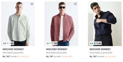 Image of Mischief Monkey Men Shirt Starting Minimum 60% Discount