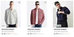 Mischief Monkey Men Shirt Starting Minimum 60% Discount