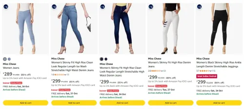 Image of Miss Chase Jeans & Jeggings at minimum 90% Discount