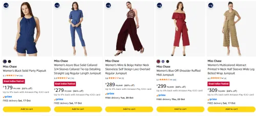 Image of Miss Chase Jumpsuits upto 88% Discount