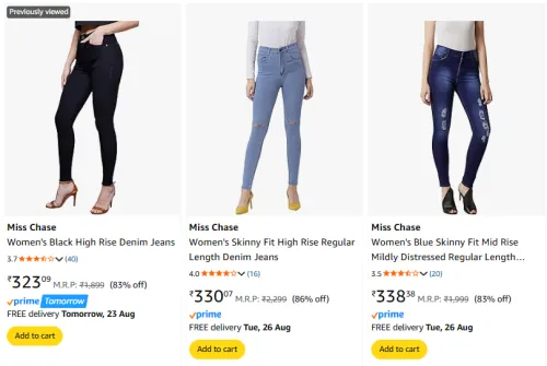 Image of Miss Chase Women's Jeans Upto 86% Discount