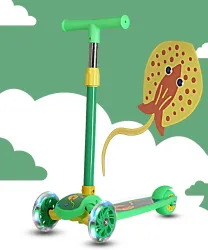Miss & Chief Adjustable Scooter with LED Lights, Foldable Design, Extra Wide Brakes (Green)