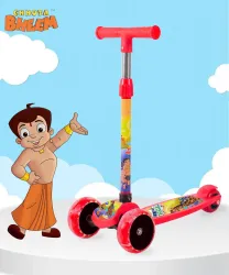 Miss & Chief Chotta Bheem 3 Wheel Scooter for Kids, Lightweight|Foldable & Adjustable Height (Red)
