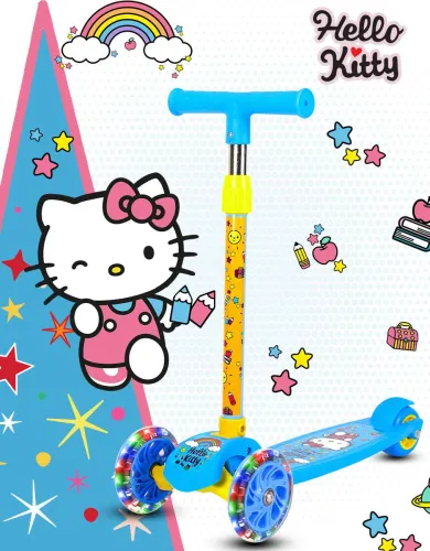 Image of Miss & Chief Hello Kitty - 3 Wheel Scooter for Kids, Lightweight | Foldable & Adjustable Height (Blue)