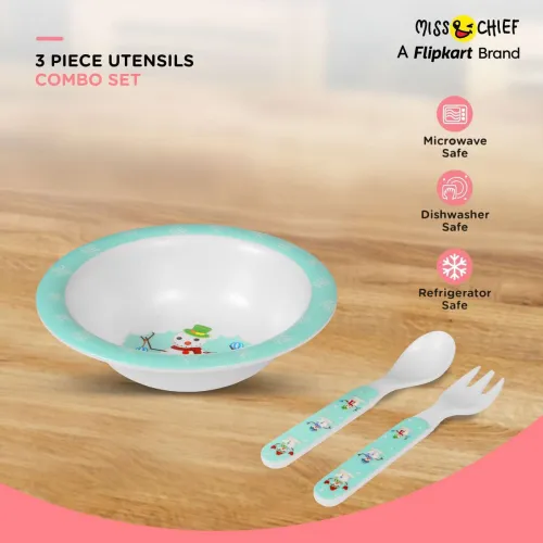 Image of Miss & Chief Visit store Baby Feeding Utensil Set with Bowl - Melamine (Multicolor)