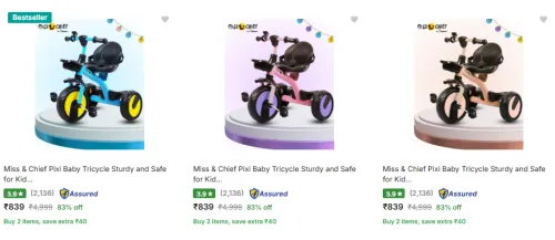 Image of Miss Chief Tricycles @ Starting ₹839
