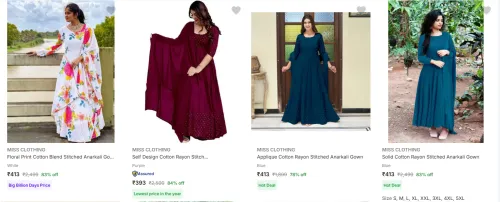 Image of Miss Clothing Women's Gowns upto 84% Discount