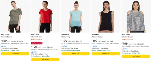 Image of Miss Olive Women's Top Starting @ ₹199