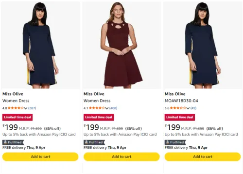 Image of Miss olive dresses for women's @ Minimum 80% Discount
