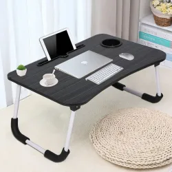 MITHILA Foldable Multipurpose Wood Portable Laptop Table (Finish Color - BLACK, Pre Assembled)