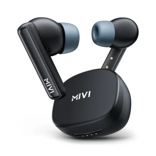 Image of Mivi Duopods B1 (Just Launched)45Hrs Playtime, AI ENC for HD Call, Fast Charging, 5.3 Bluetooth Headset (Black, True Wir
