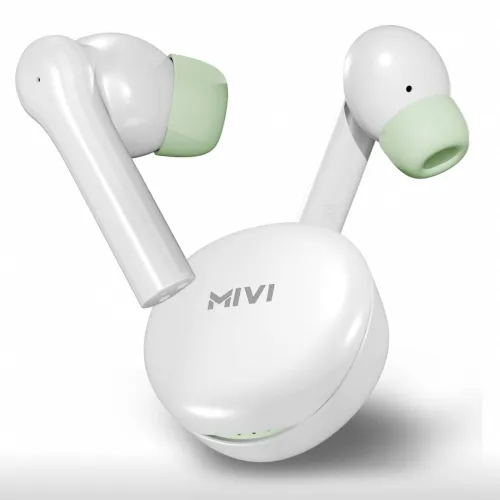 Image of Mivi Duopods Horizon [New Launch], AI-ENC, 60 Hrs, 13mm Drivers, Fast Charge, BT v5.3 Bluetooth Headset (Pearl White, Tr