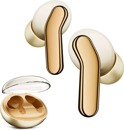 Image of Mivi Duopods I6, 55Hrs PT, HD Call, Fast Charging, 3D Sound, 9EQ Modes App Supp, IPX4 Bluetooth Headset (Beige, True Wir