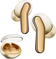 Mivi Duopods I6, 55Hrs PT, HD Call, Fast Charging, 3D Sound, 9EQ Modes App Supp, IPX4 Bluetooth Headset (Beige, True Wir