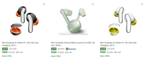 Image of Mivi True Wireless Earbuds at Minimum 70% Discount