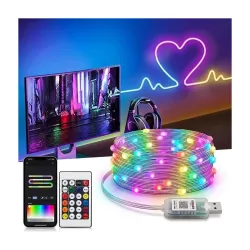 MIXOO 5M Smart LED Strip Lights, RGB Waterproof IP65 Color Changing Light Strip with App, Remote, Voice & Music Sync Control, 5V USB Powered Flexible LED Lights for Home, Room, Festival Deco...