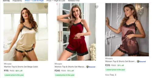 Image of Mixopia Womens Night Suits From ₹115