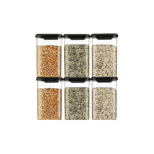 Image of Mixosa Air Tight Kitchen Storage Containers Set of 6, Food Grade Transparent Multipurpose Boxes for Pulses, Cereals, Gra