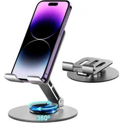 Mobile Stand & Tablet Stand with 360° Rotatable & Foldable Tabletop Phone Holder