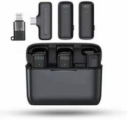 MOBIZAC Professional Wireless Mic with Charging Case Mic for Video Recording Live Videos Microphone (Black)