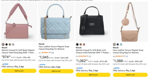 Image of Mochi womens bags upto 60% discount 