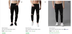 Moda Rapido Men Tapered Fit Mid Rise Black Jeans Starting @ Rs. 307