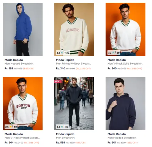 Image of Moda Rapido Men's Sweatshirts & Hoodies starting at ₹199