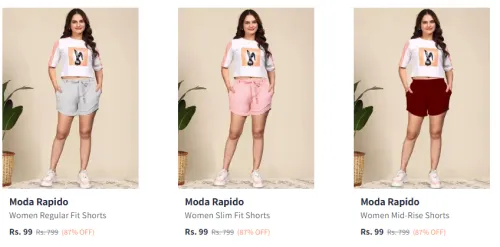 Image of Moda Rapido Women Shorts Starting @ ₹99
