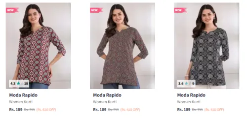 Image of Moda Rapido Women's Kurti Starting at ₹189