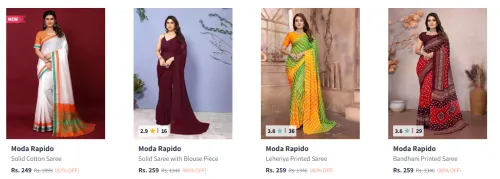 Image of Moda Rapido Women's Saree upto 87% Discount | Starting at ₹249
