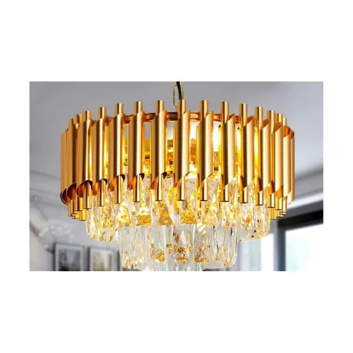 Image of Modern K9 Crystal Chandeliers Gold -2Tier Round Crystal 